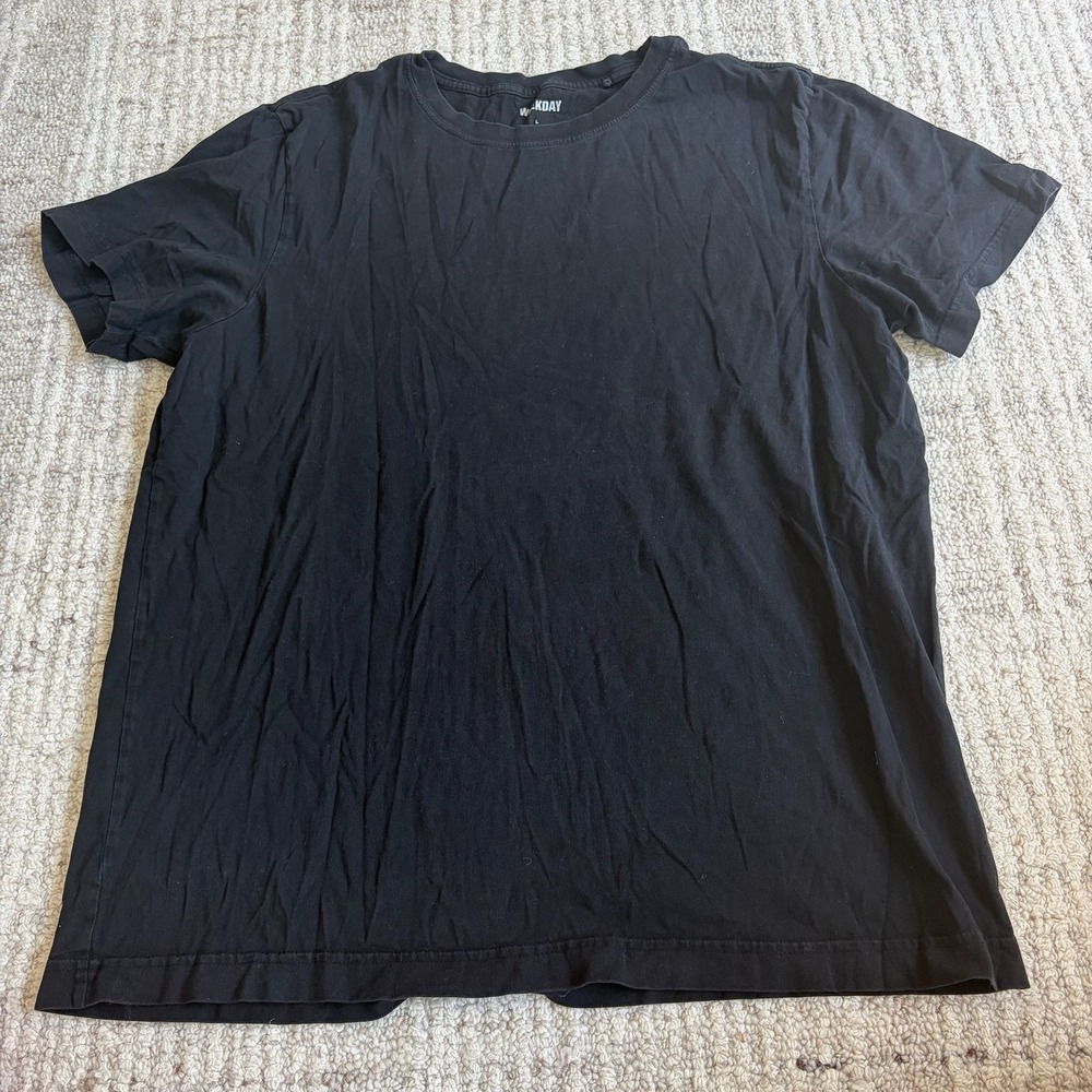 Weekday Relaxed T-Shirt Mens Large Black Short Sleeve Crew Neck Cotton Tee